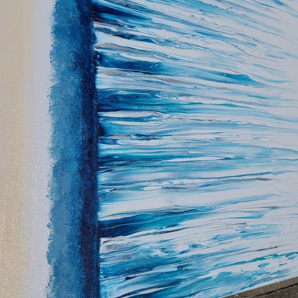 24x18 Acrylic Swipe Wall Art, Blues, Pearl, White, Waterfall Over the Edge - Picture 10 of 11